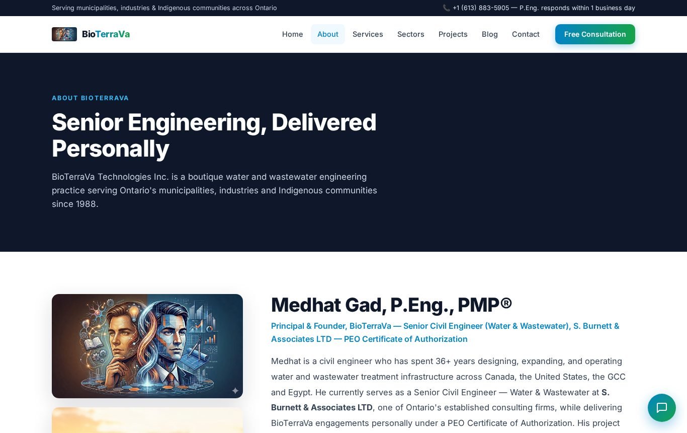 BioTerraVa Inc. &mdash; water & wastewater engineering — website screenshot