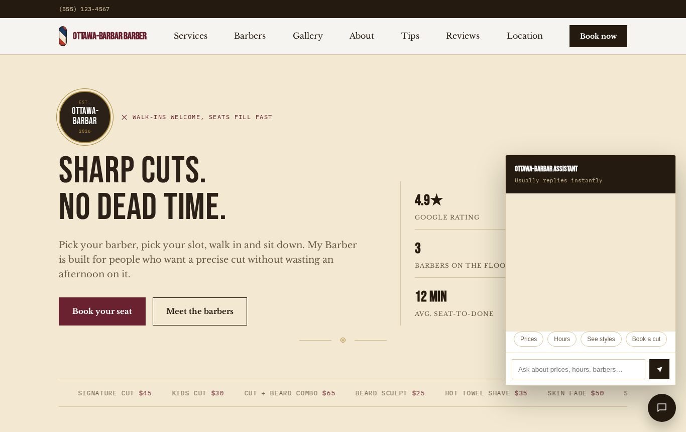 Ottawa-Barbar Barber &mdash; premium barbershop — website screenshot